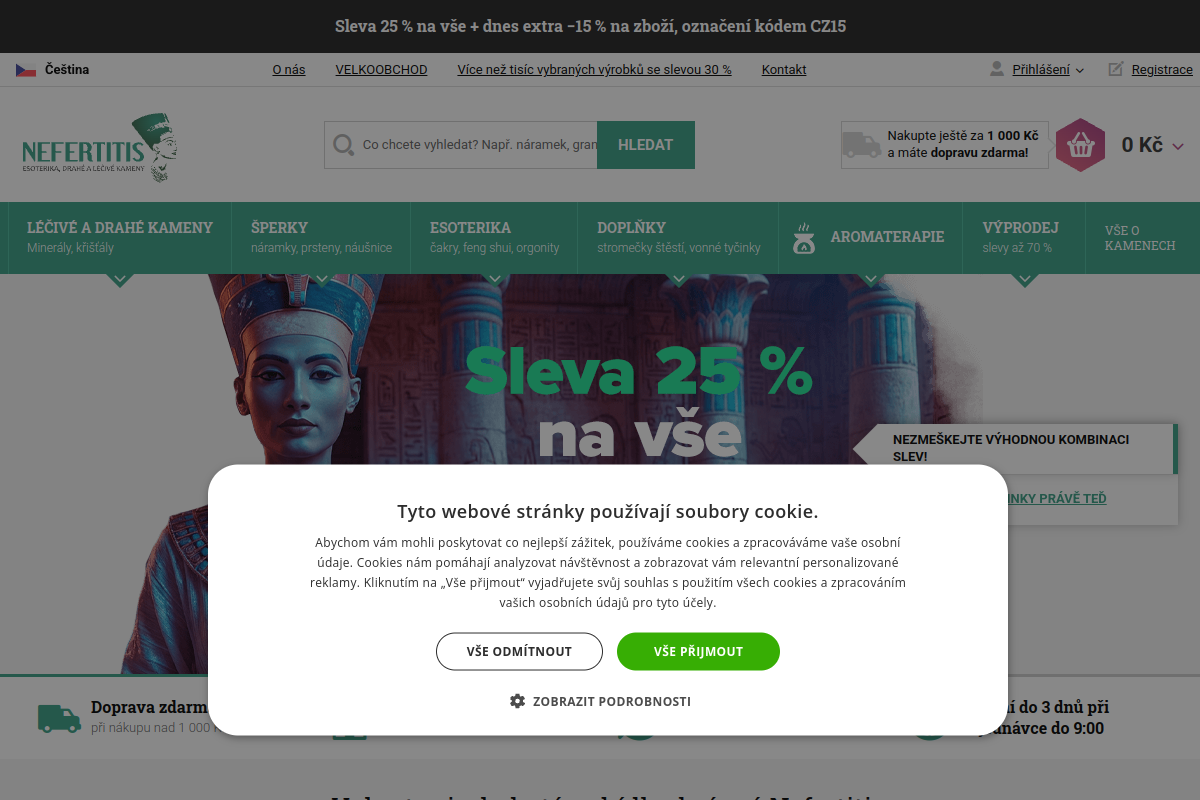 Náhľad e-shopu NEFERTITIS.CZ - léčivé kameny, drahé kameny, esote