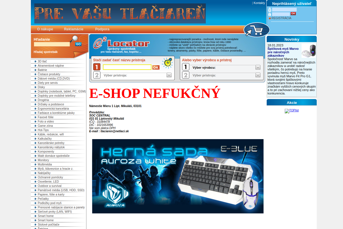 Náhľad e-shopu PRE VAšU TLAčIAREň