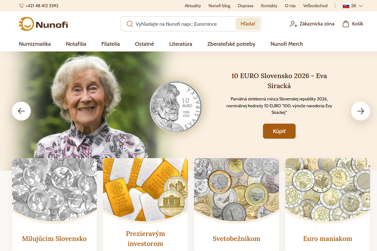 Náhľad e-shopu NUNOFI numizmatika,