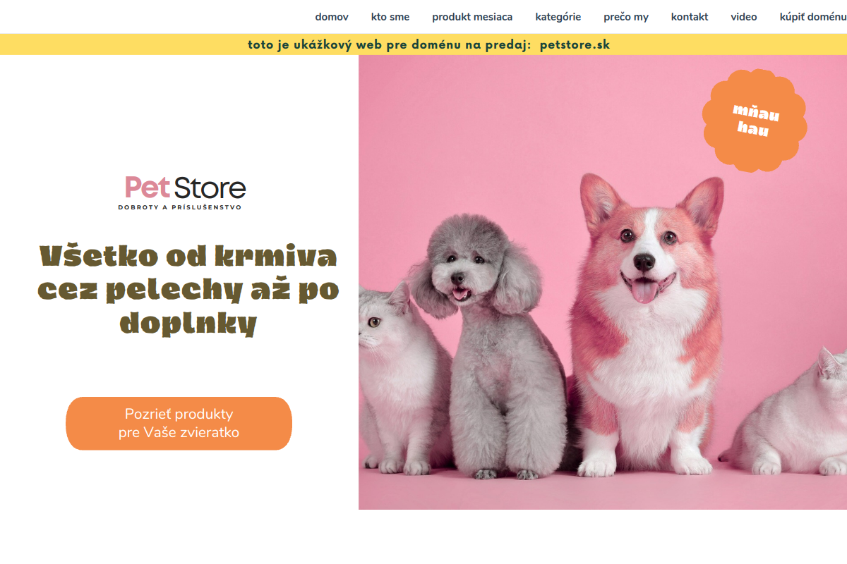 Náhľad e-shopu PetStore.sk