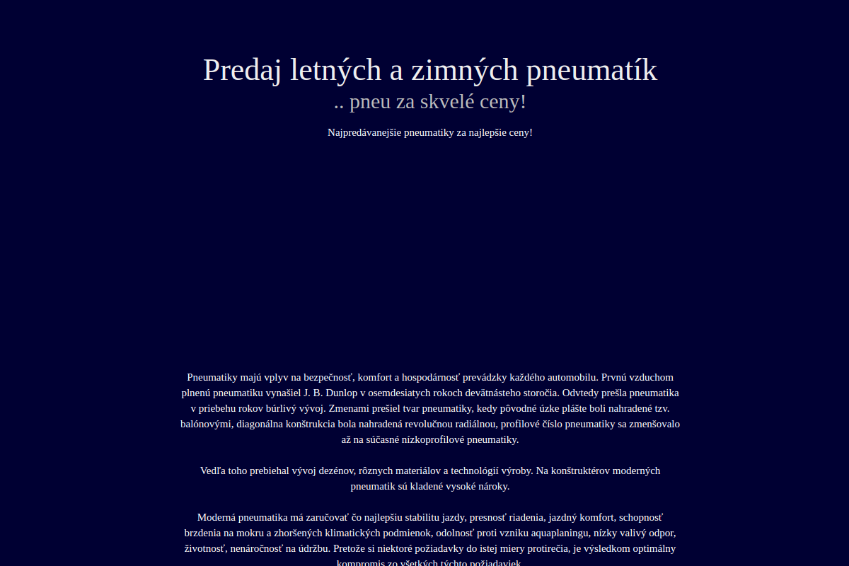 Náhľad internetového obchodu PNEUVIA