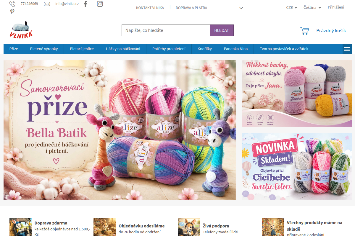 Náhľad e-shopu VLNIKA.CZ - příze pro ruční plet