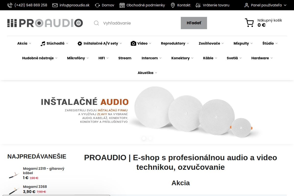 Náhľad e-shopu PROAUDIO - PROFESIONáLNA AUDIO TECHNIKA