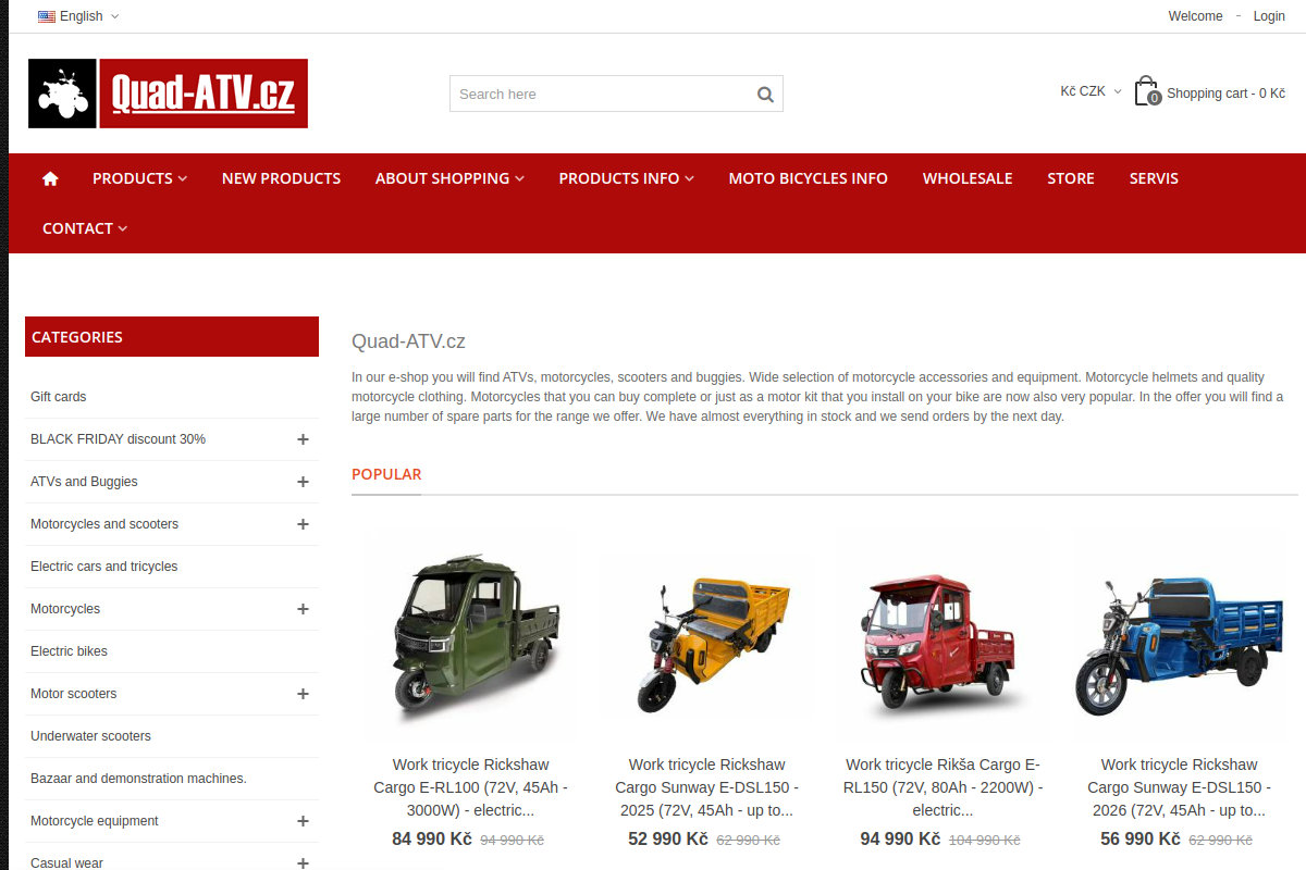 Náhľad e-shopu ATV- čTYRKOLKY