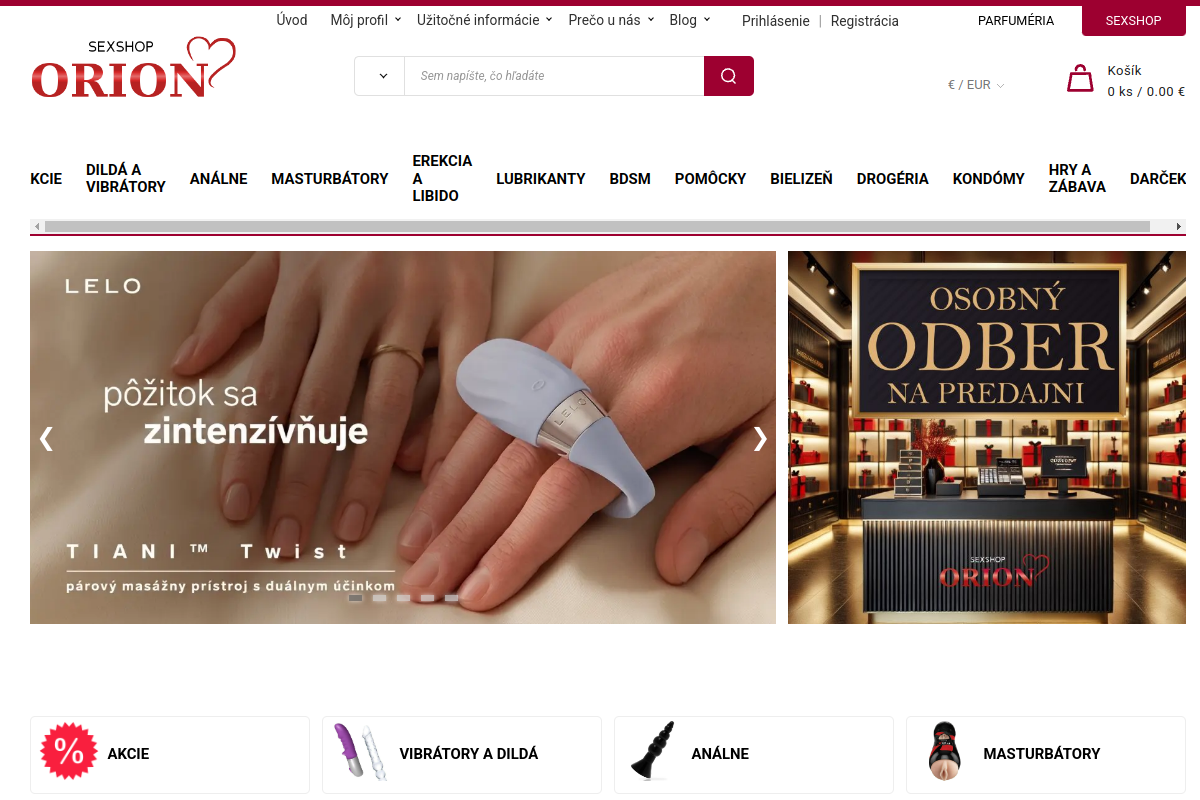 Náhľad e-shopu Erotic DVD, SexShop Orion - Bratislava, Žilina