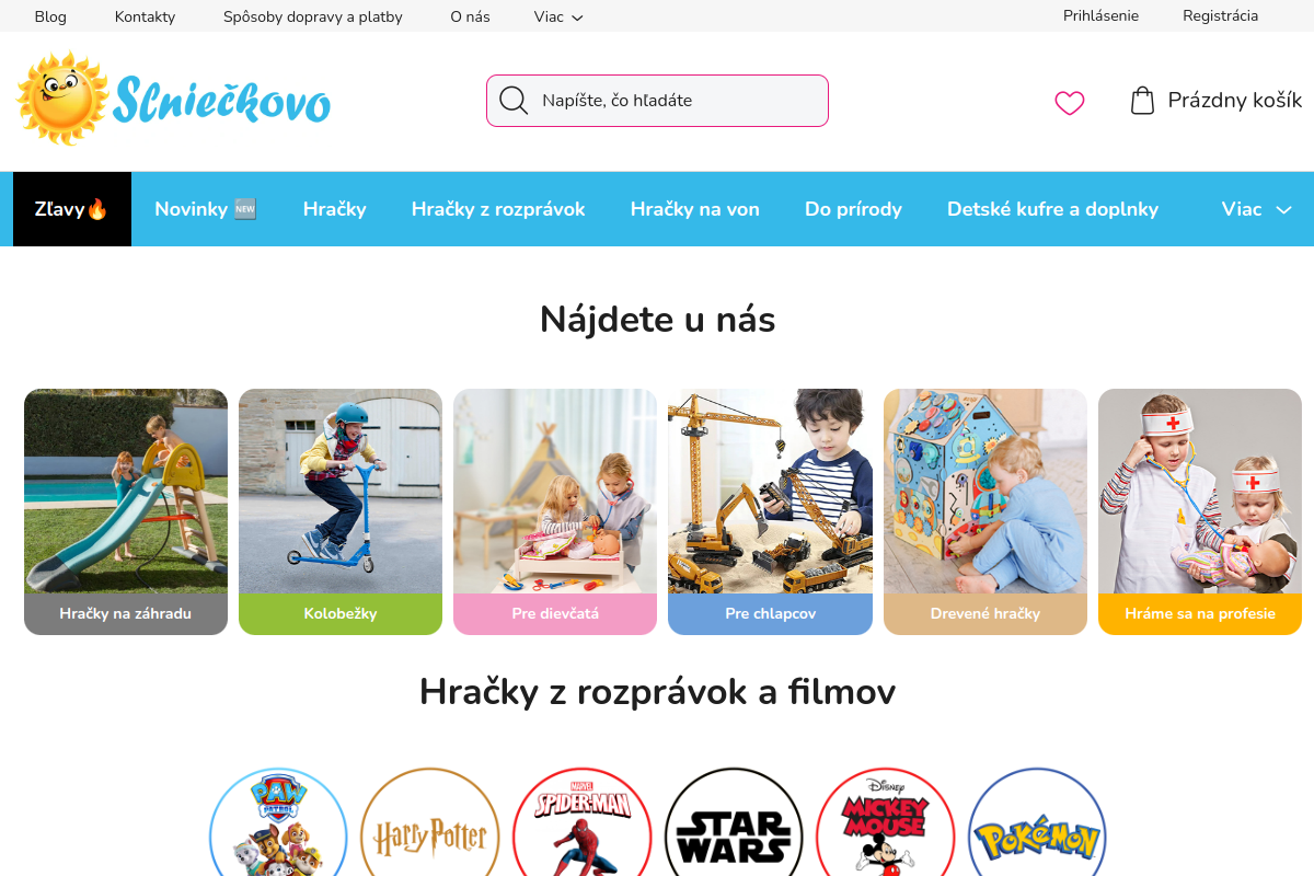 Náhľad e-shopu HRAčKY PRE DETI – SLNIECKOVO.SK
