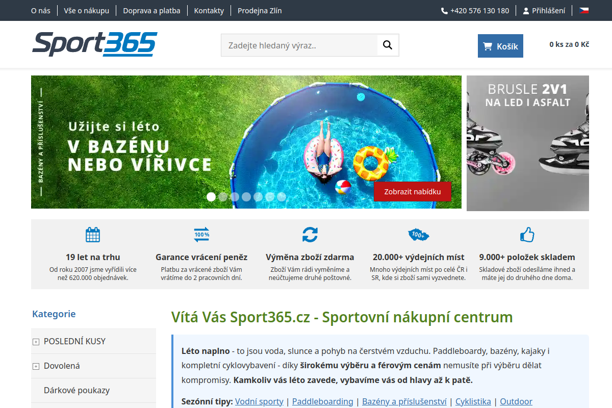 Náhľad e-shopu SPORT365-VšE PRO SQUASH,TENIS A BADMINTO
