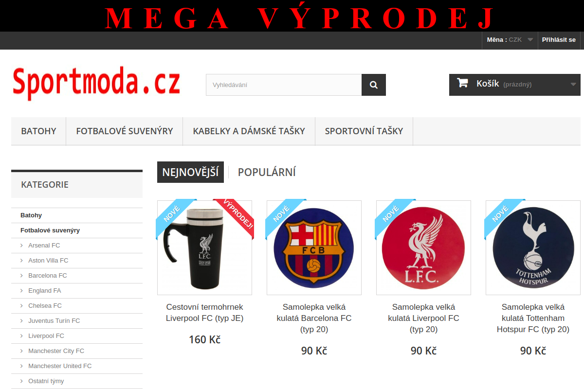 Náhľad e-shopu SPORTMODA.CZ - ZNAčKOVé OBLEčENí