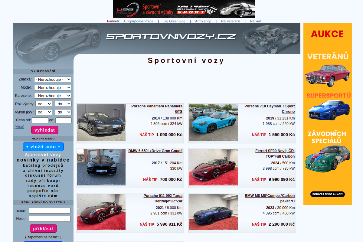 Náhľad e-shopu Sportovnivozy.cz - inzerce nových i ojetých aut