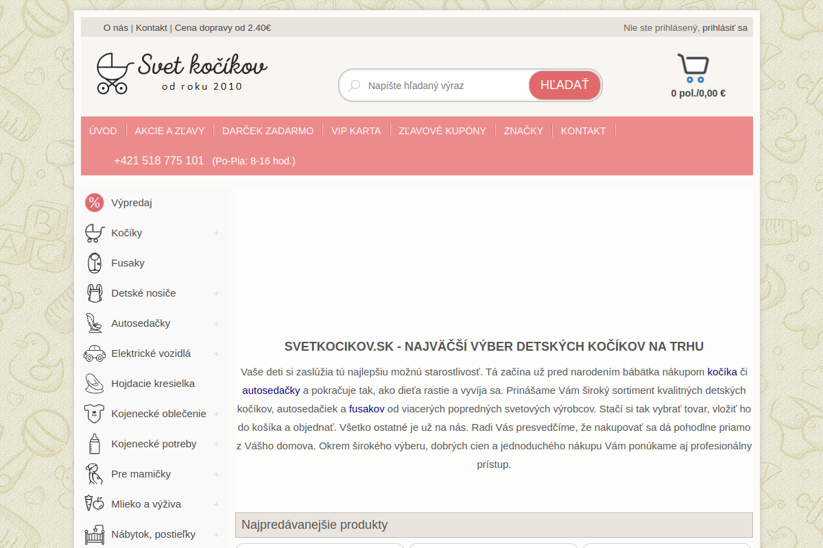 Náhľad e-shopu Svet Kočíkov - veľkoobchod detských kočíkov