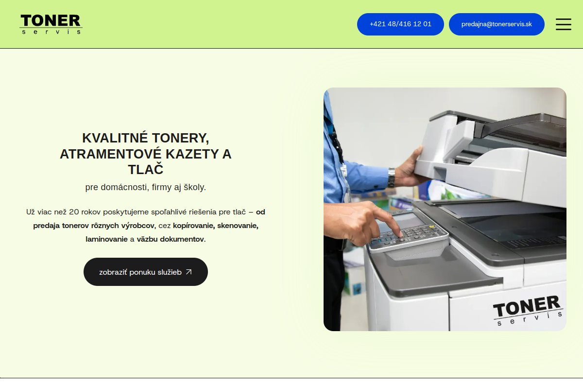 Náhľad e-shopu TONER servis