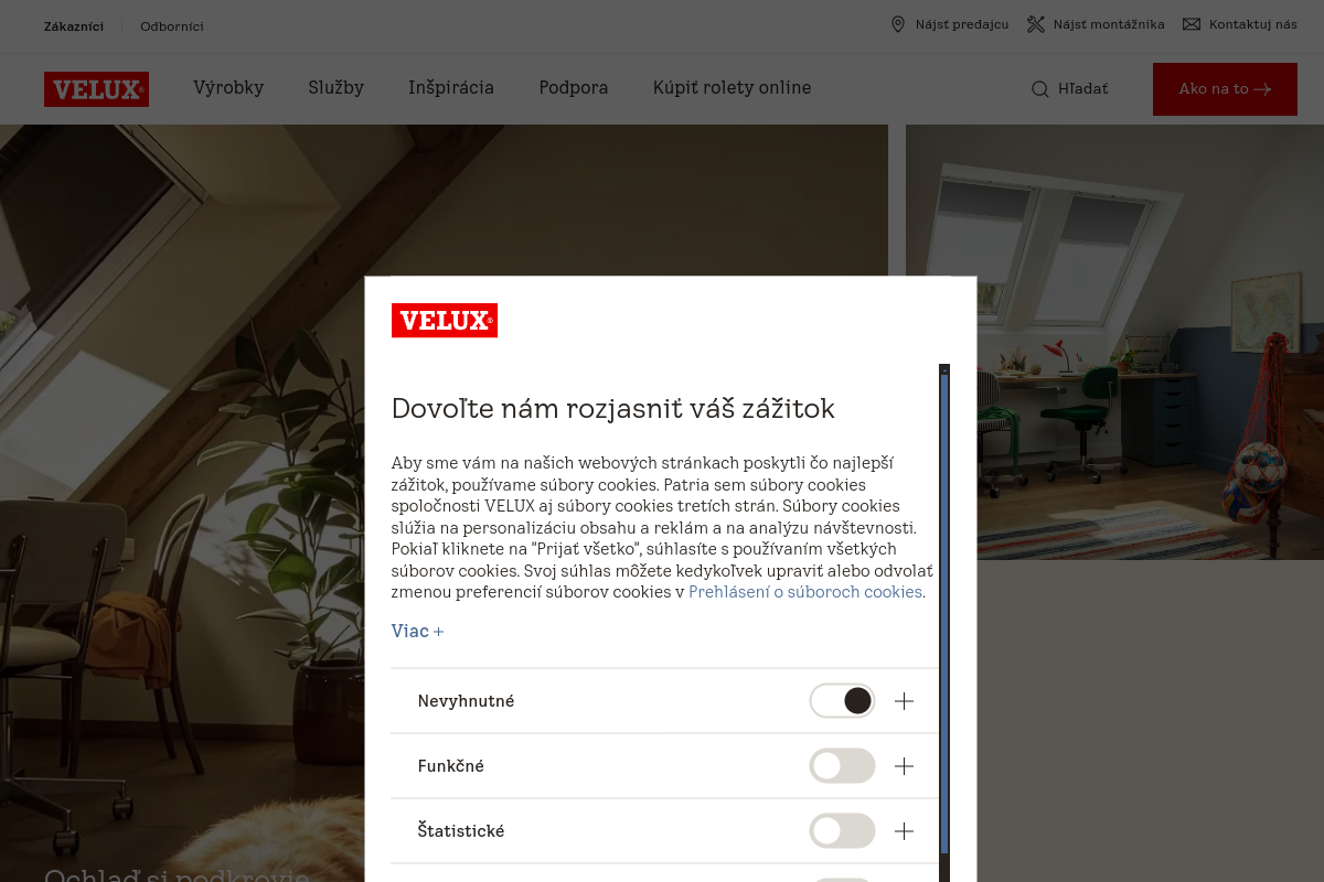 Náhľad e-shopu Doplnky na strešné okná VELUX