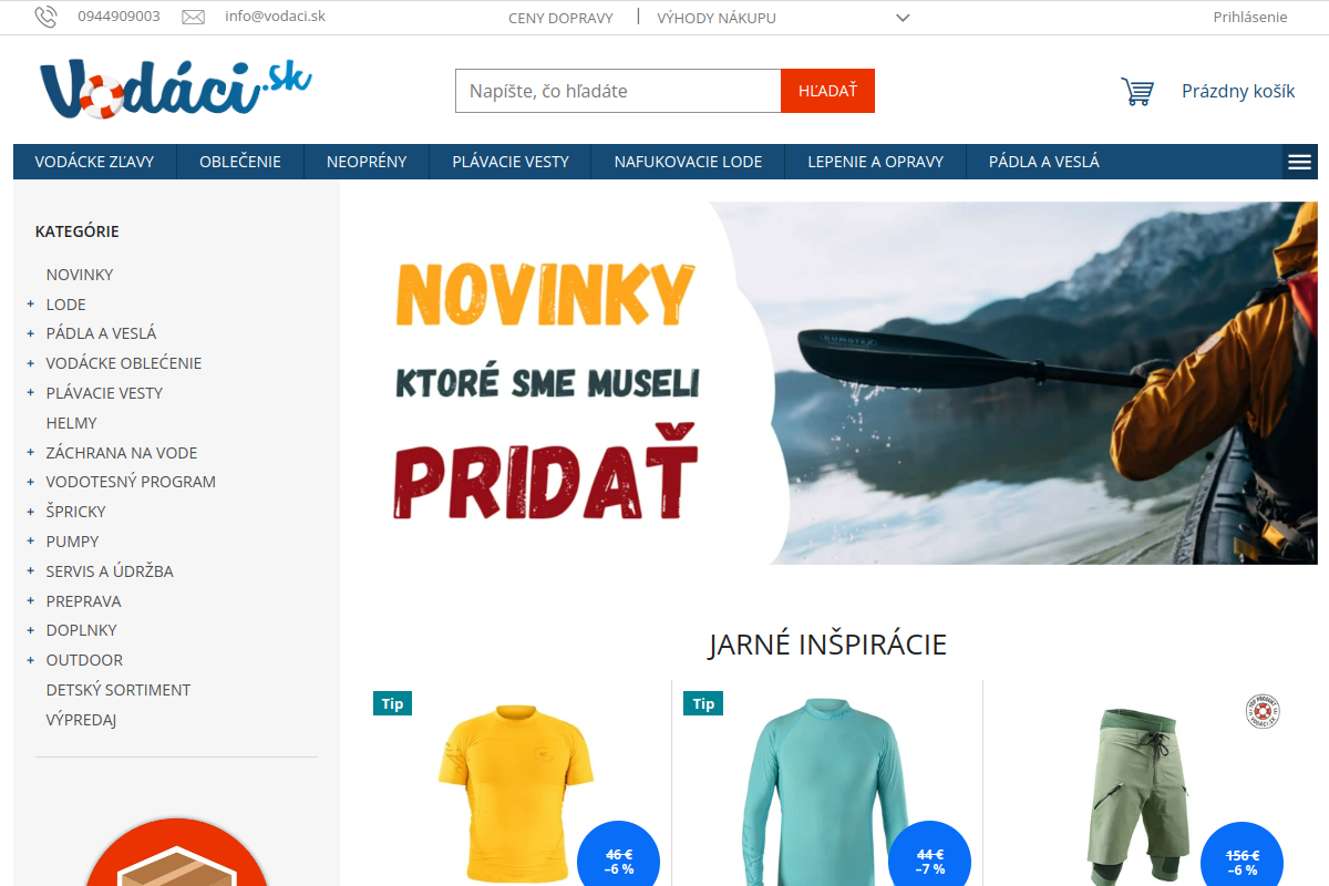Náhľad e-shopu Vodaci.sk