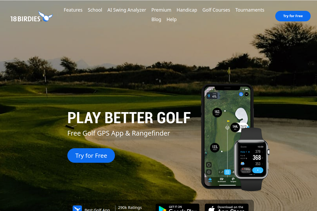 Golf GPS App, Scorecard, Shot Tracking & More website screenshot 1