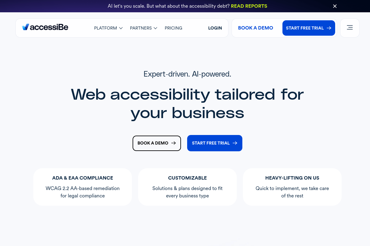 accessiBe website screenshot 1
