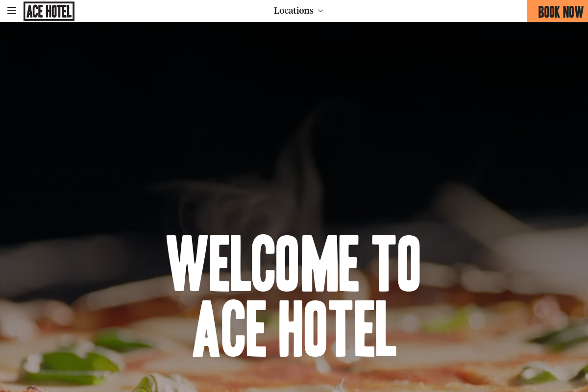 Dated visual capture of the Ace Hotel New Orleans public homepage