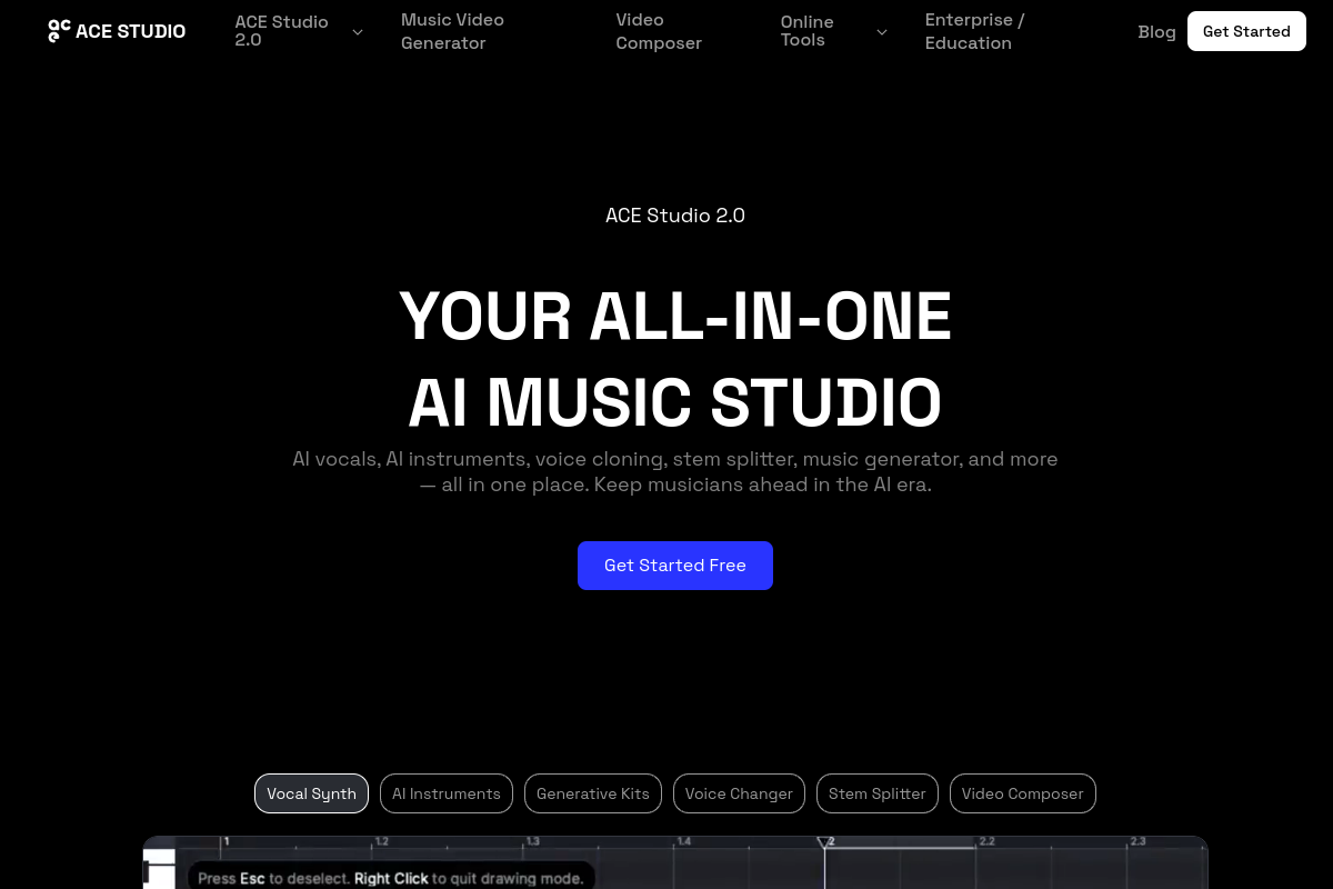 ACE Studio website screenshot 1