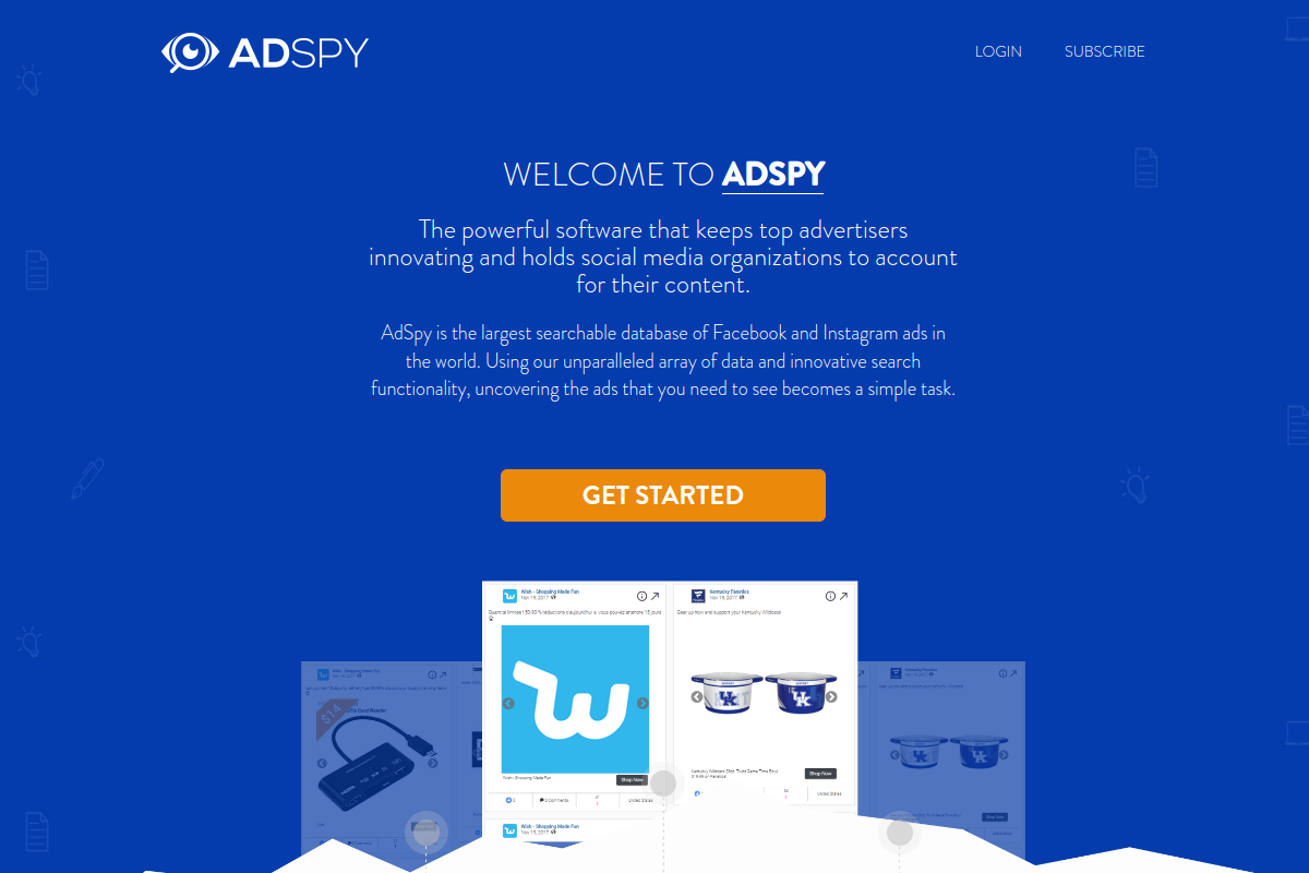 AdSpy website screenshot 1