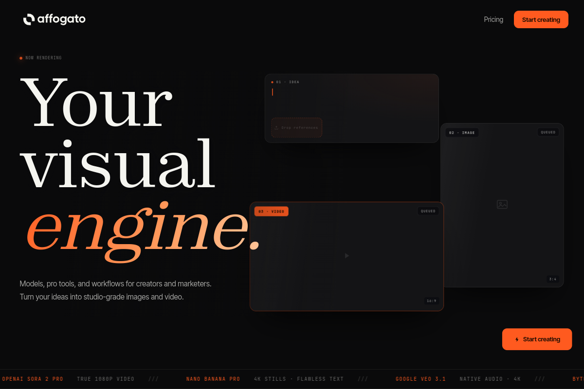 Affogato website screenshot 1