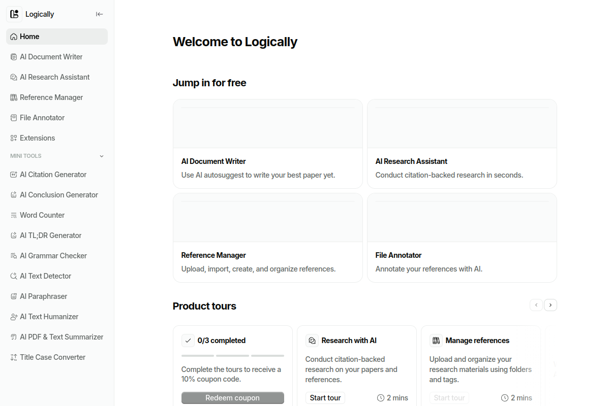Logically website screenshot 1