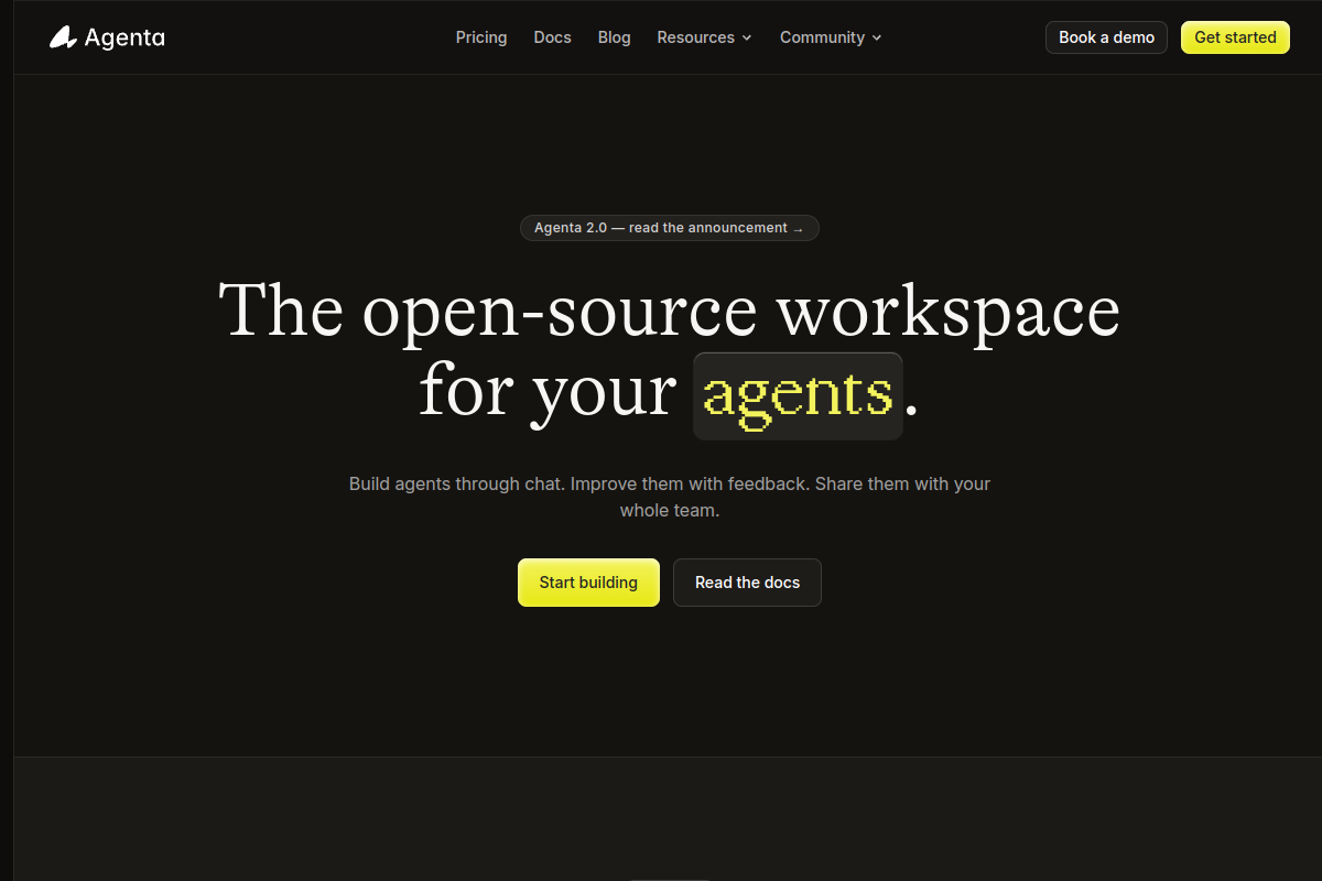 Agenta website screenshot 1