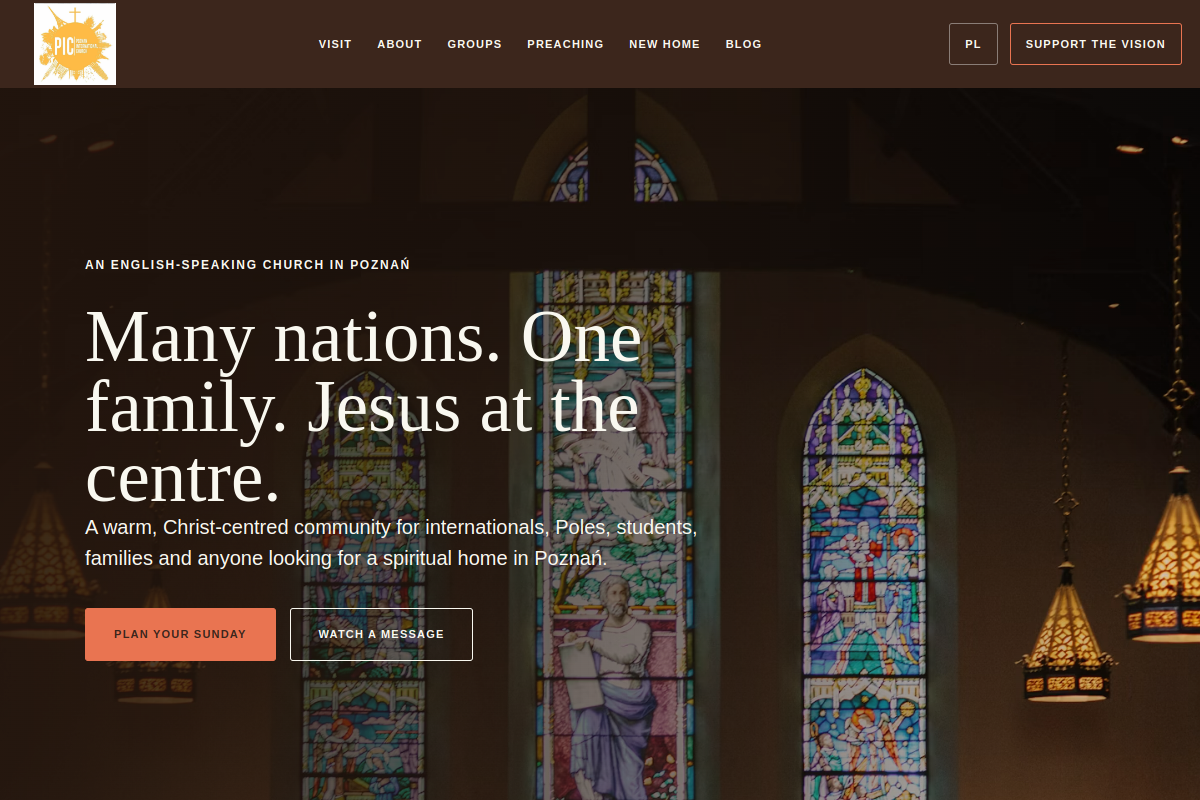 Poznań International Church website screenshot
