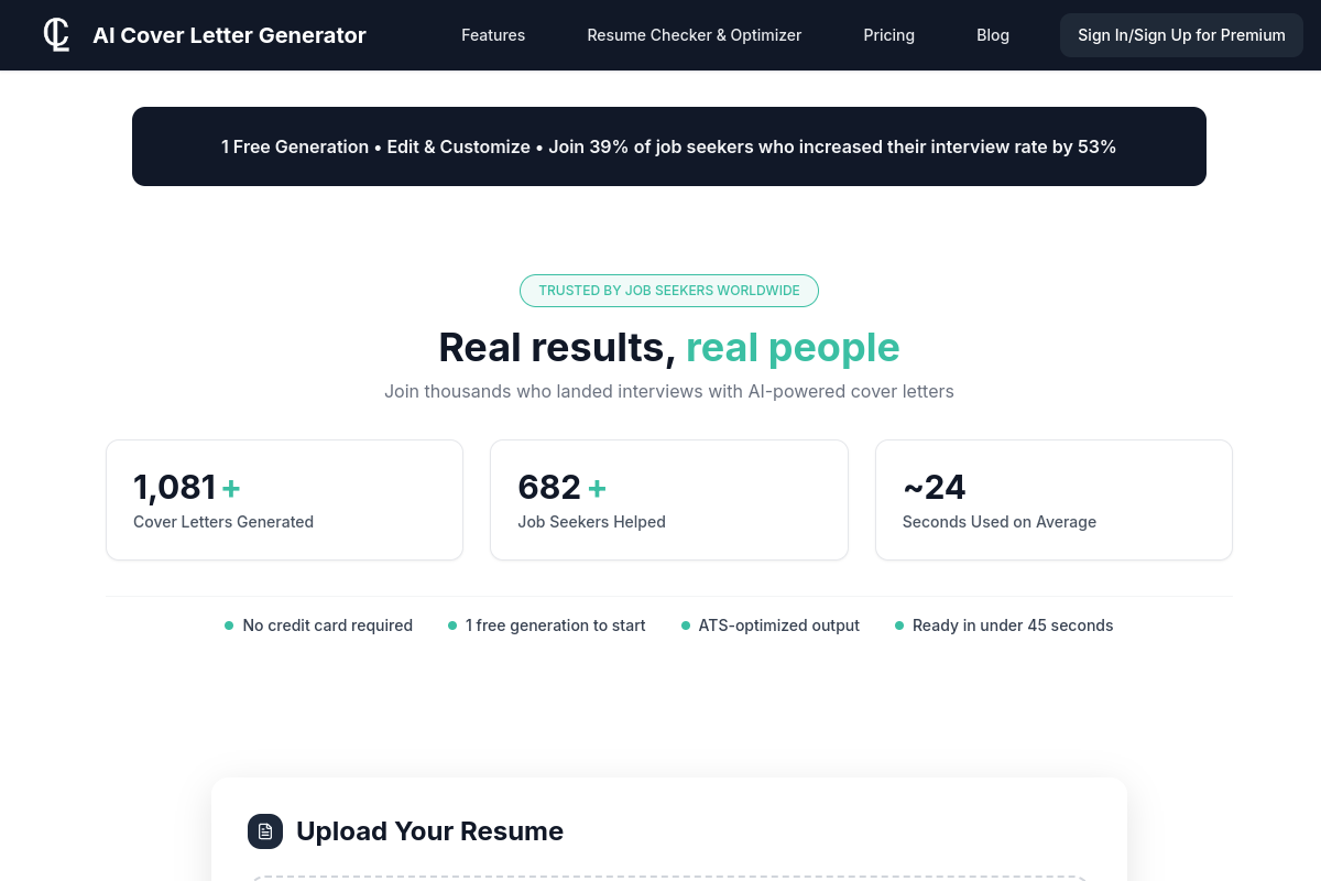 AI Cover Letter Generator preview