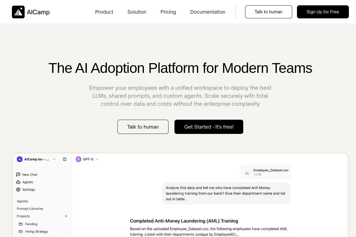 AICamp website screenshot 1