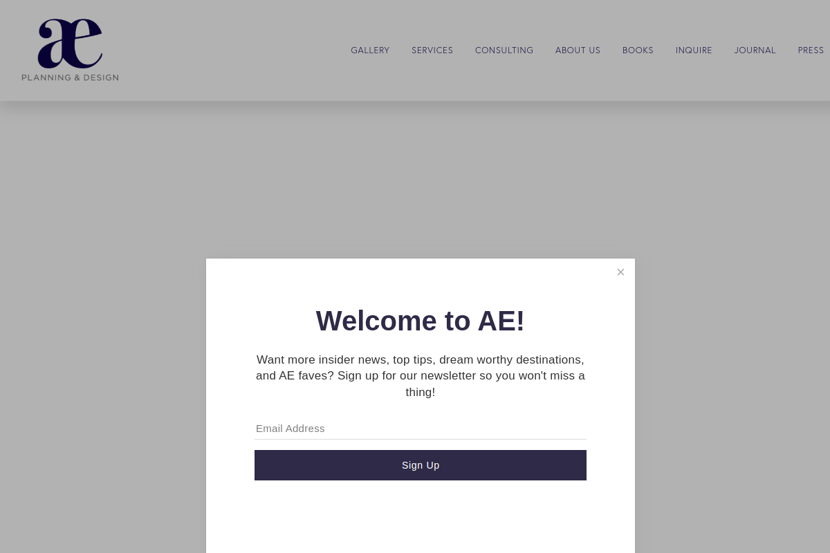 Dated visual capture of the Alison Events public homepage