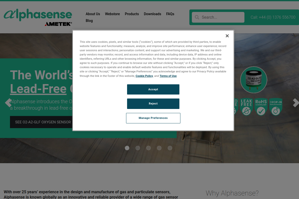 Alphasense UK website screenshot 1