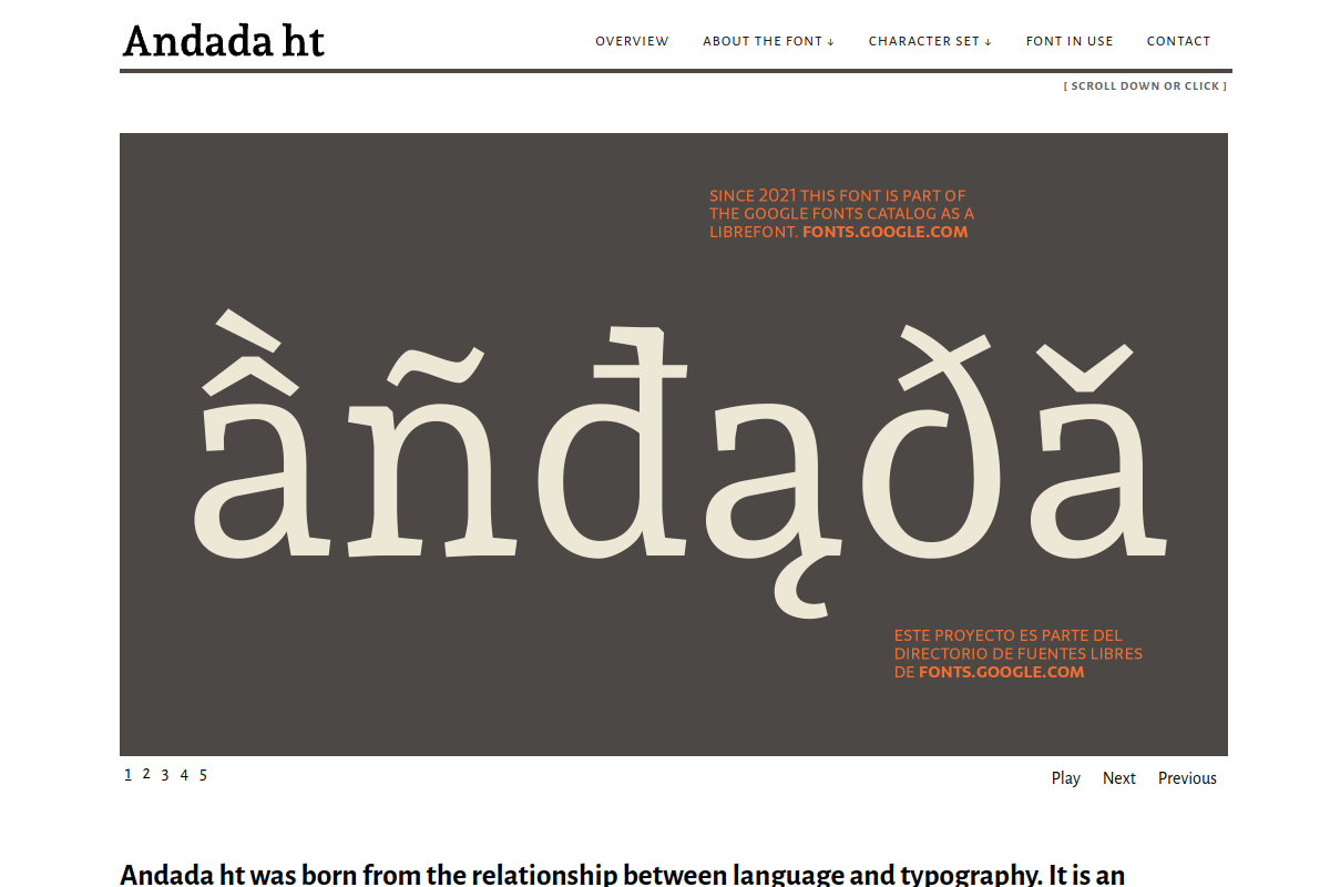 screenshot of Andada