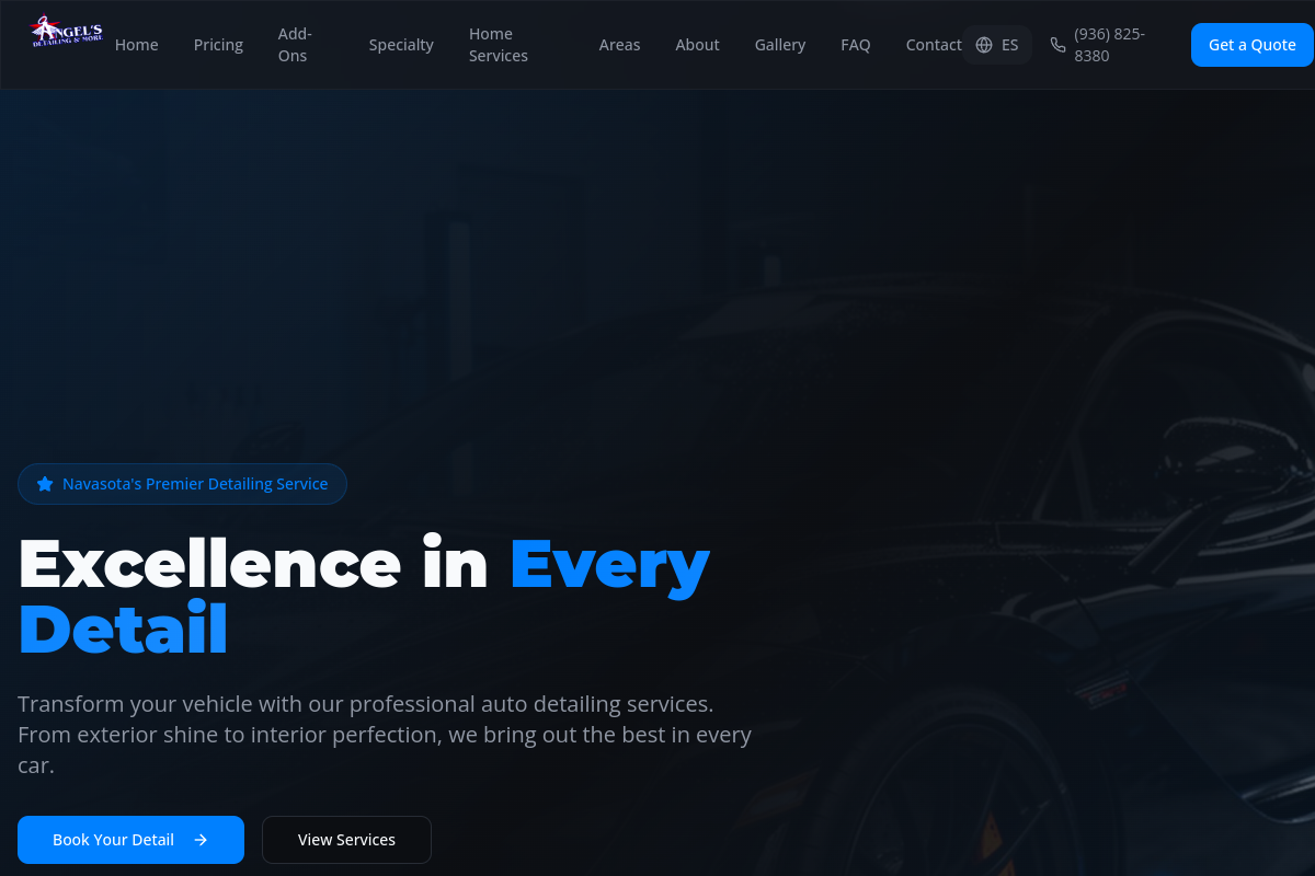 Angel's Detailing & More website preview