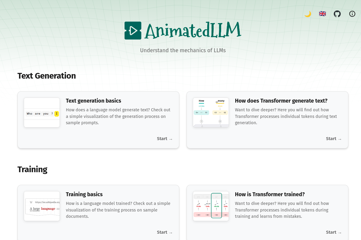 AnimatedLLM website screenshot 1