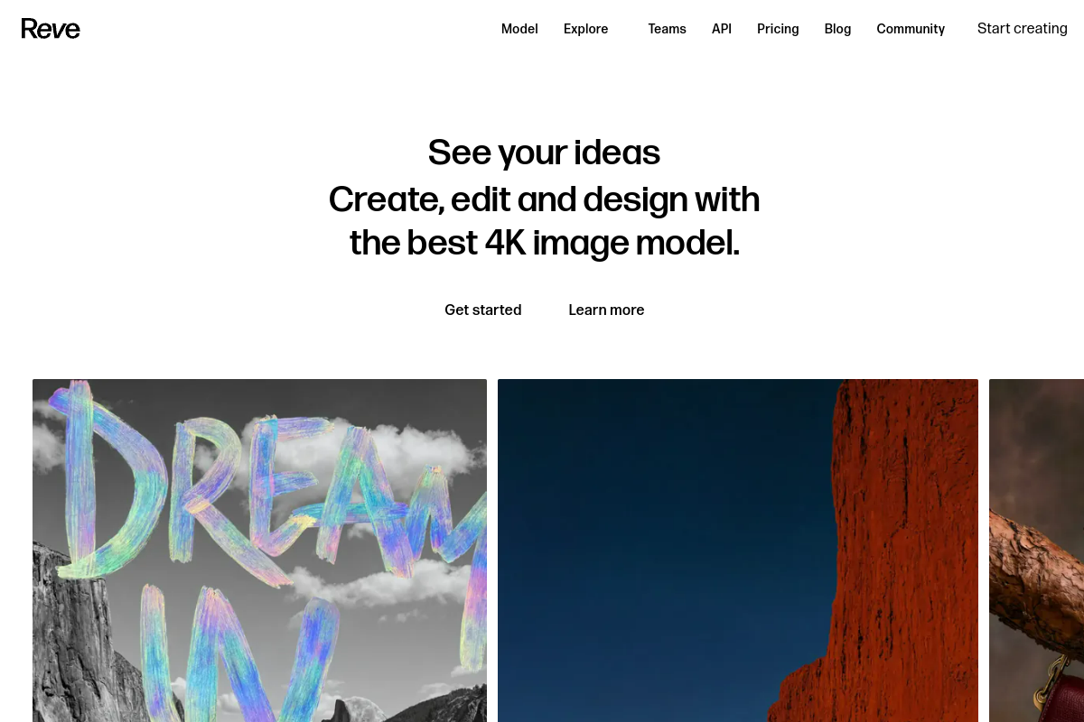 Reve Image website screenshot 1