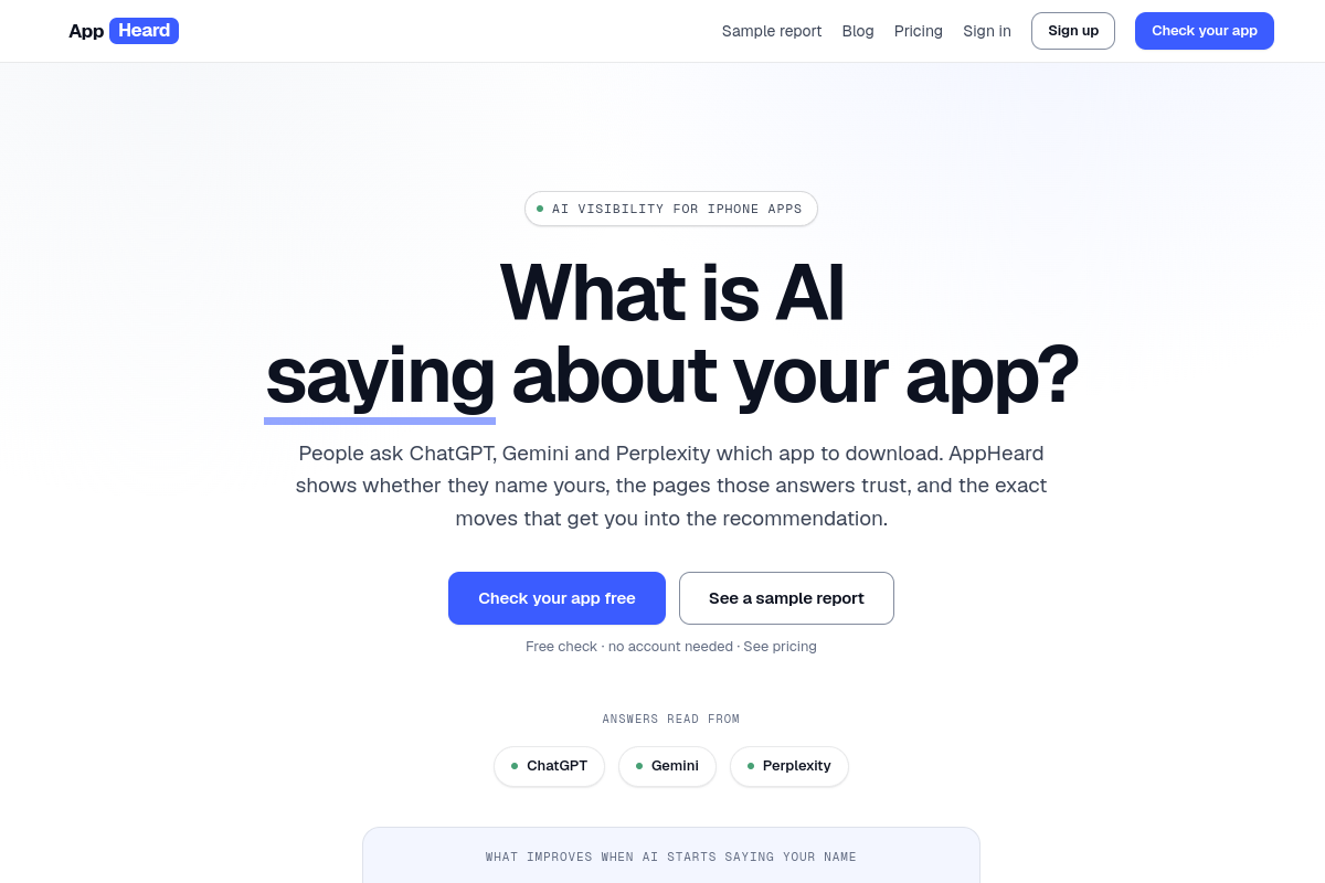 AppHeard — What is AI saying about your app?
