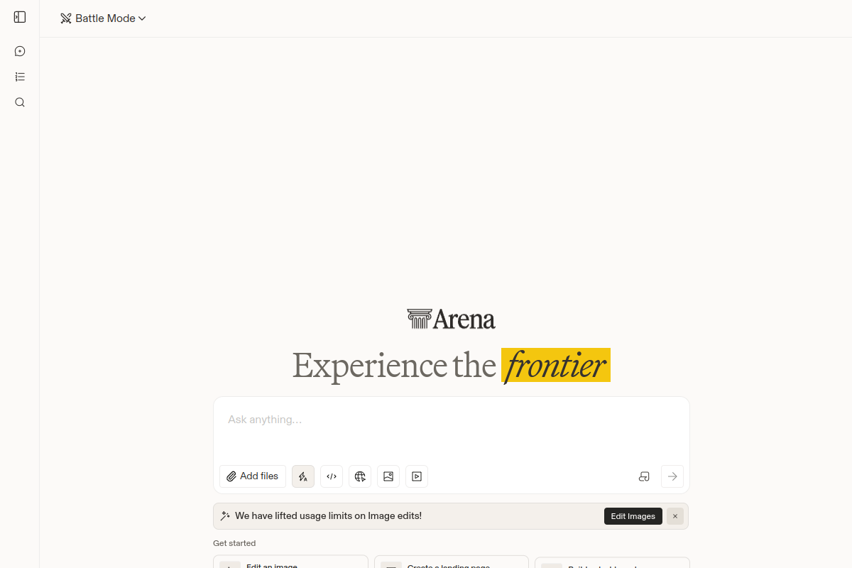 Arena website screenshot 1
