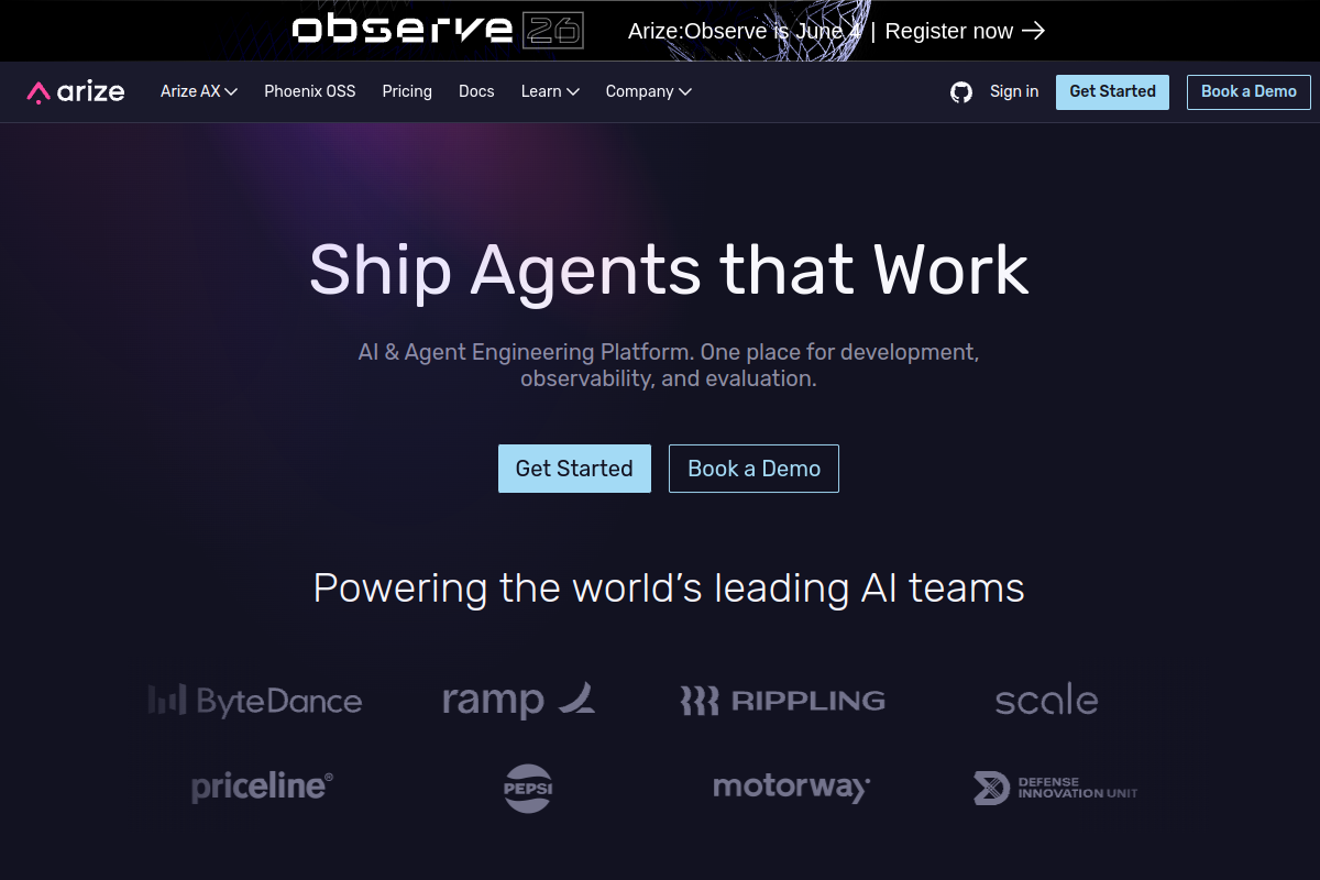 Arize AI screenshot