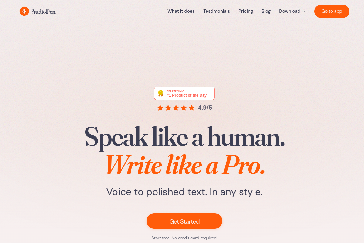 AudioPen website screenshot 1