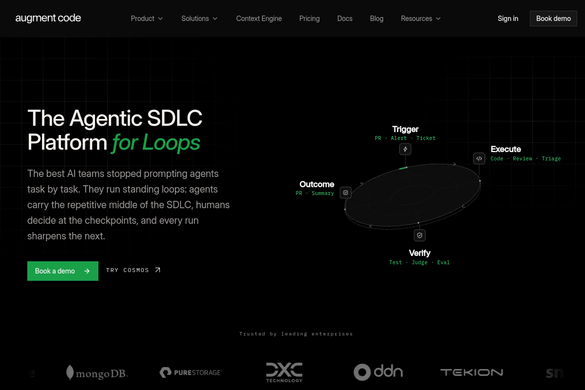 Augment Code: Agentic software development at organizational scale website screenshot 1