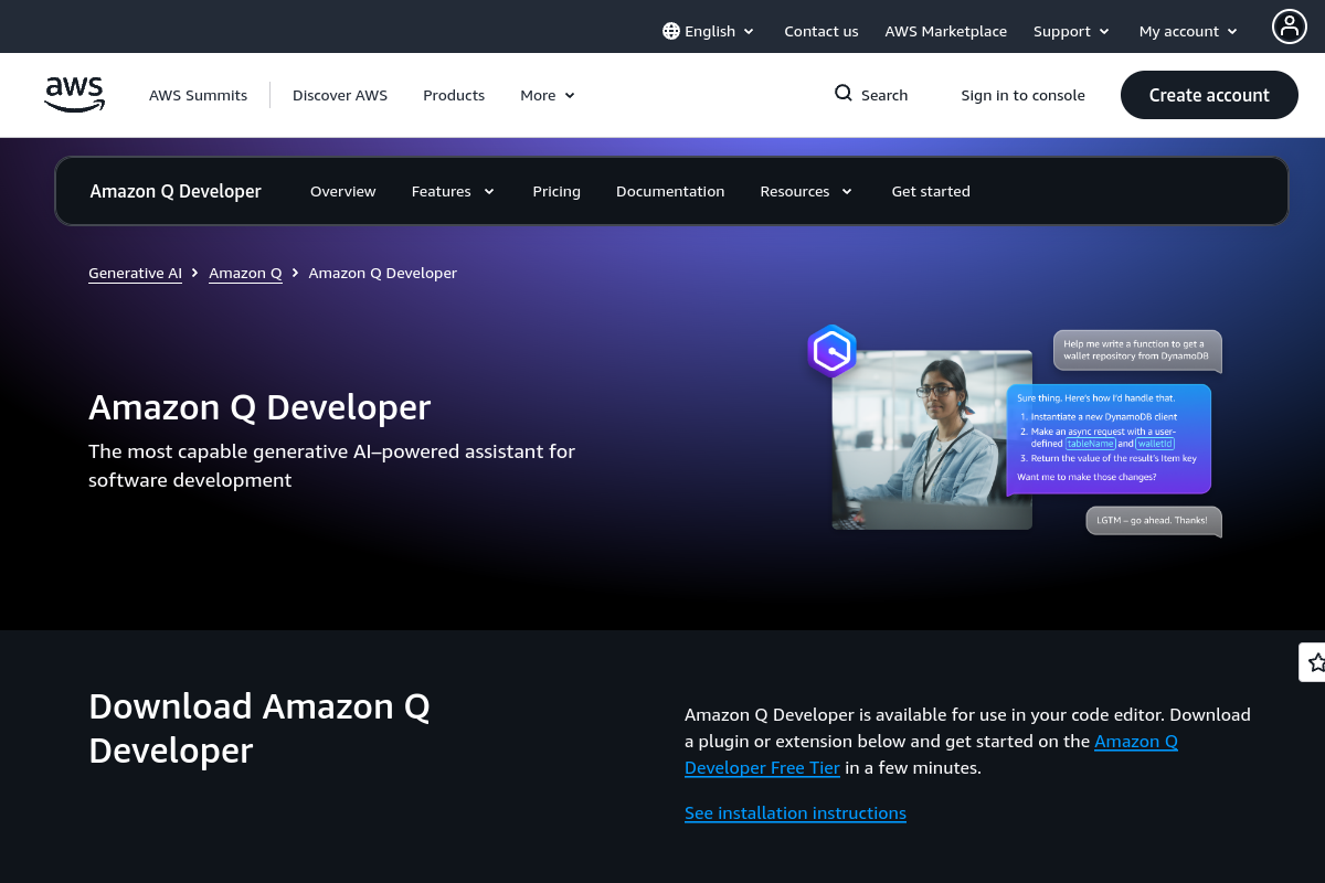 Amazon CodeWhisperer screenshot