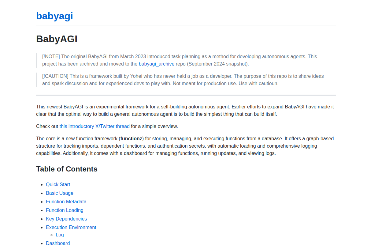 babyagi website screenshot 1