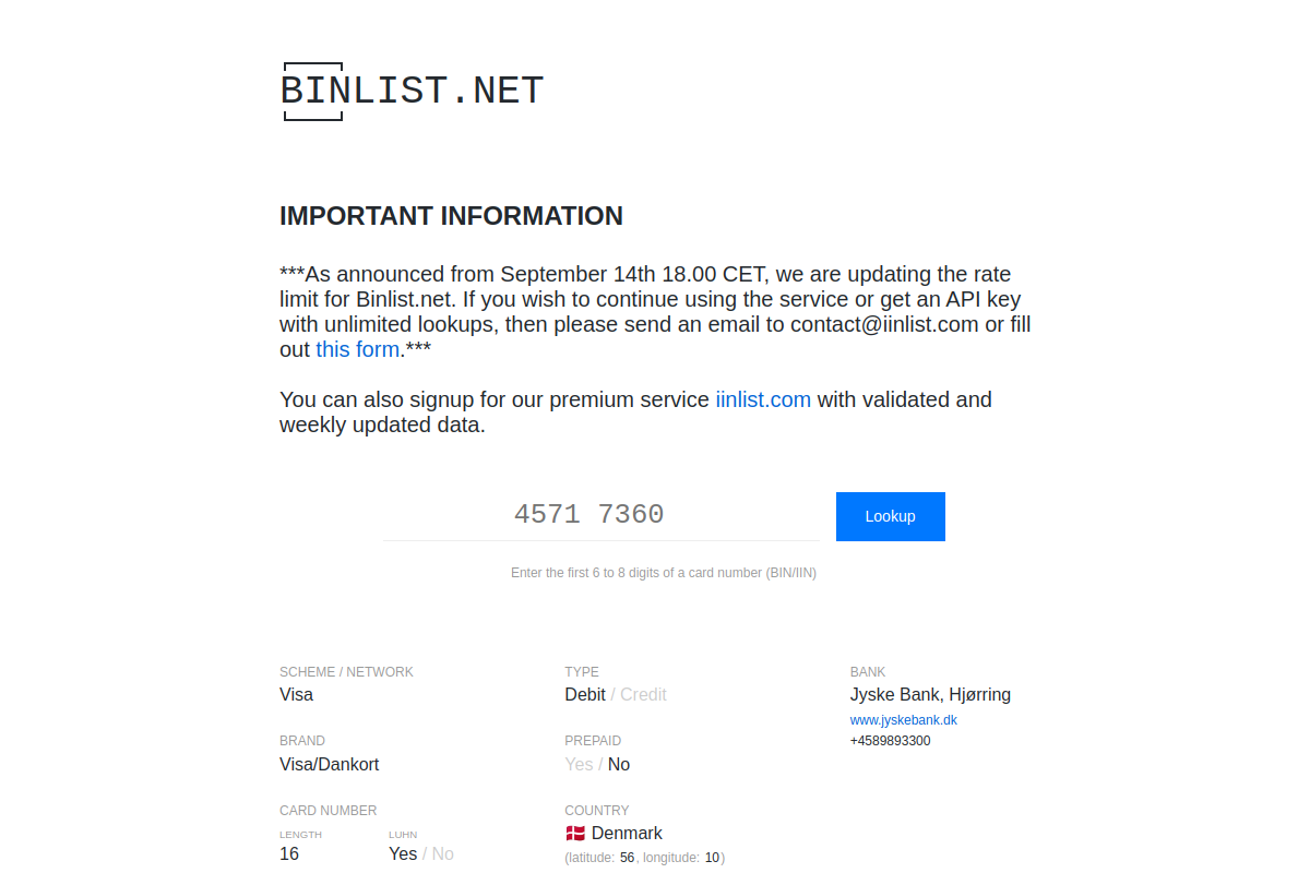 Binlist preview