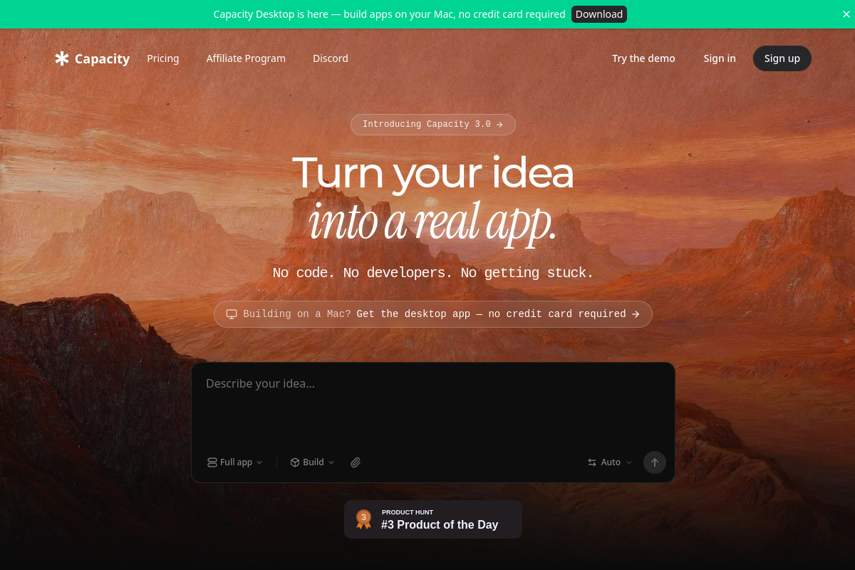 Capacity website screenshot 1
