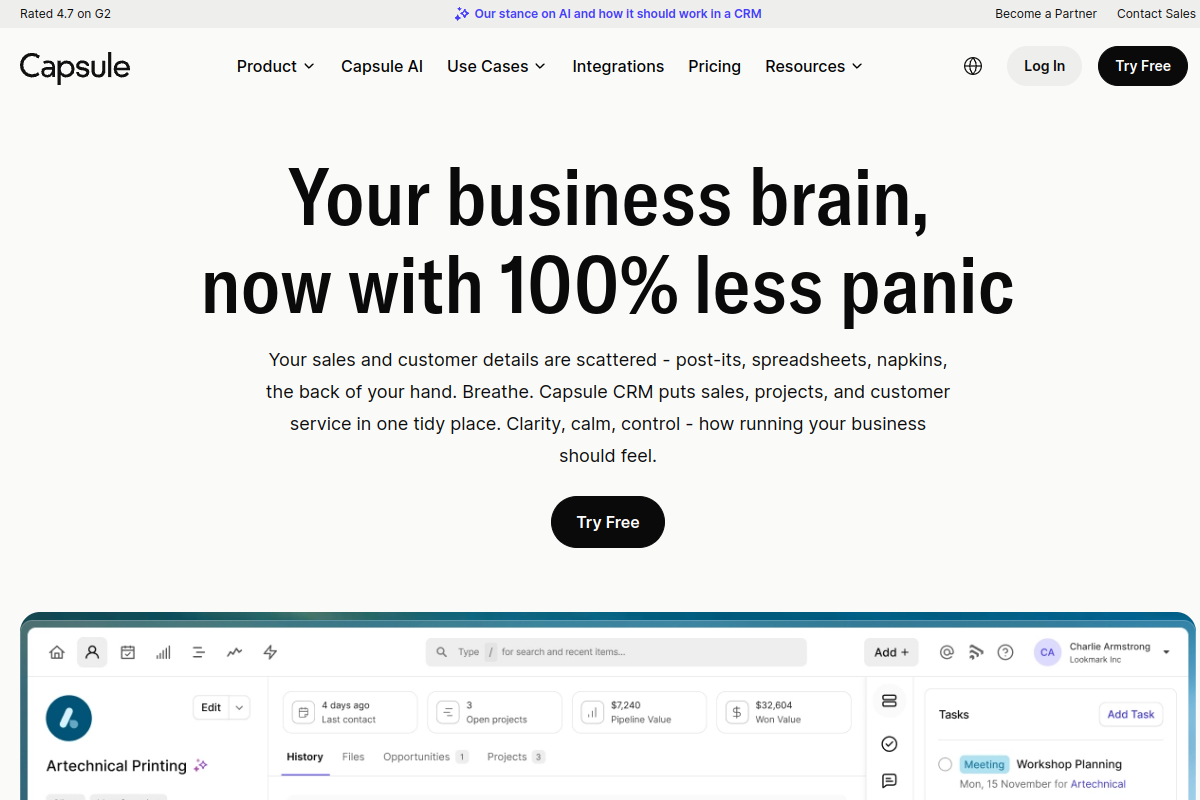 Capsule CRM screenshot