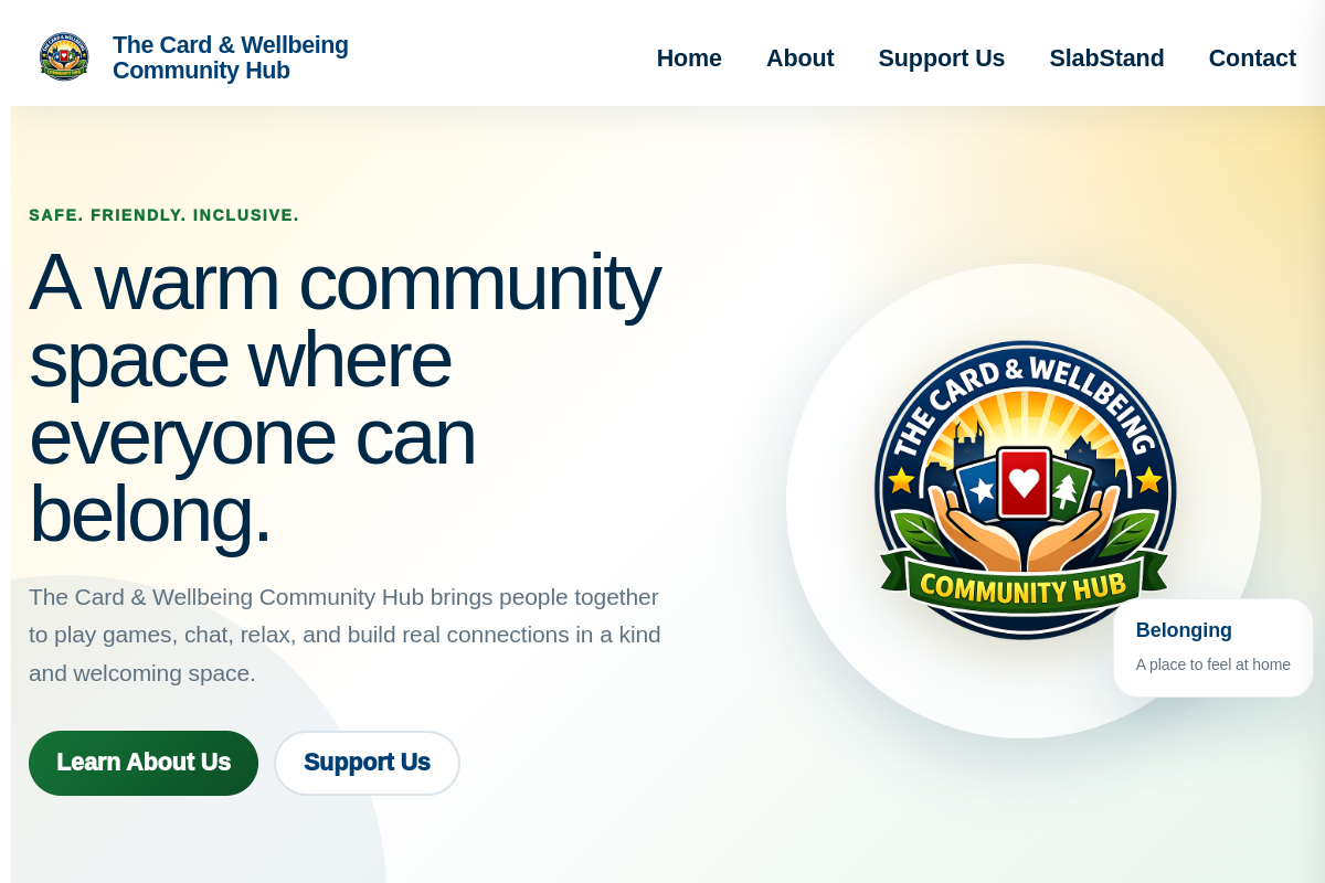 Card and Wellbeing Community Hub website