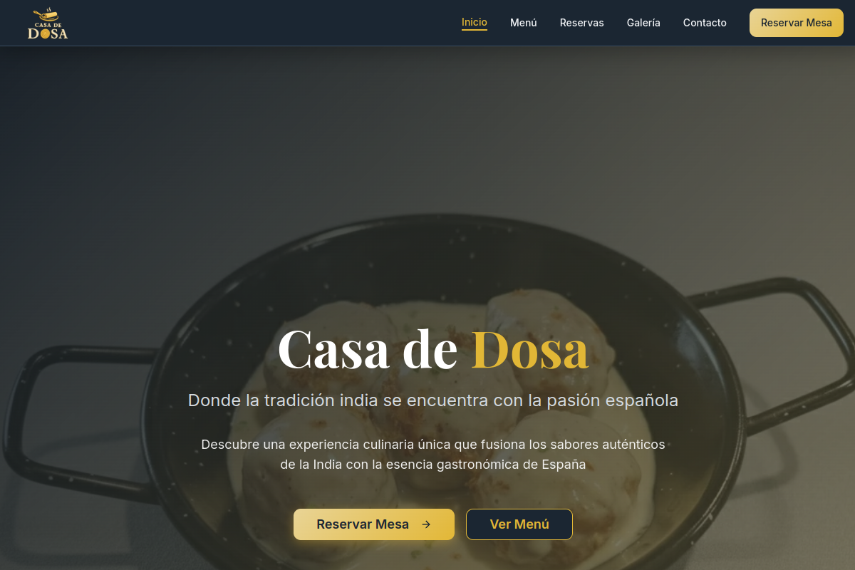 Mockup de la web Casa de Dosa