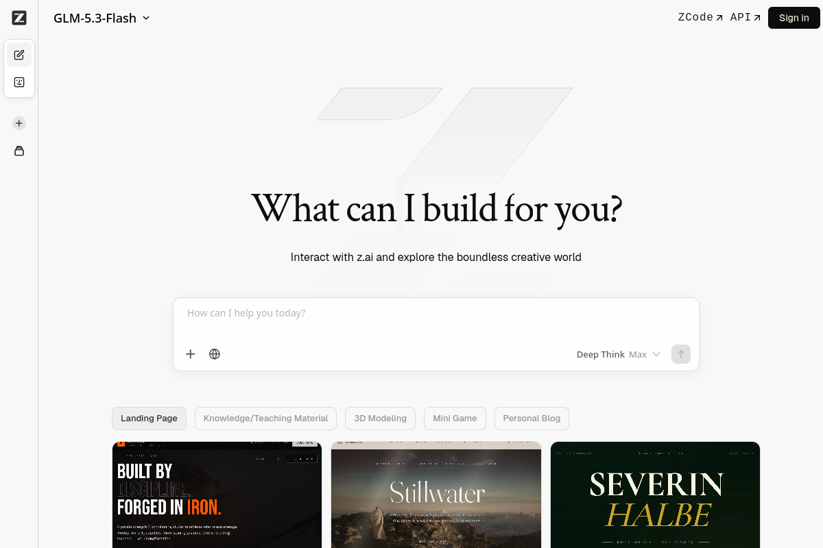 Z.ai website screenshot 1