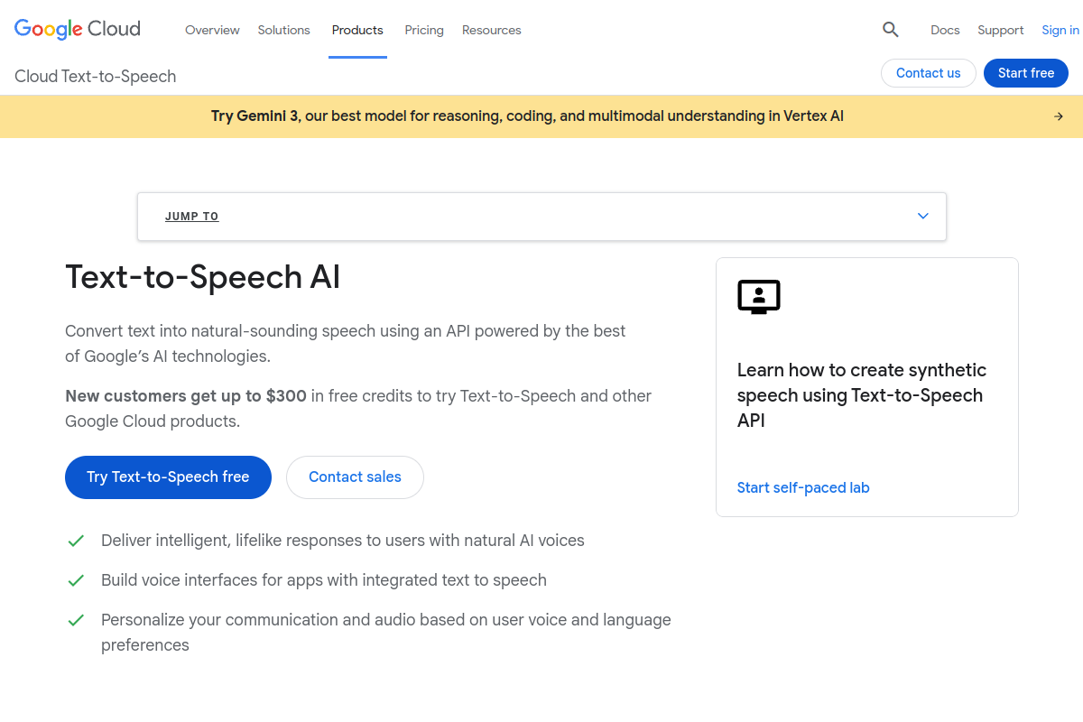 Text-to-Speech API (Google) preview