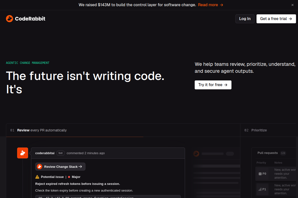 CodeRabbit website screenshot 1