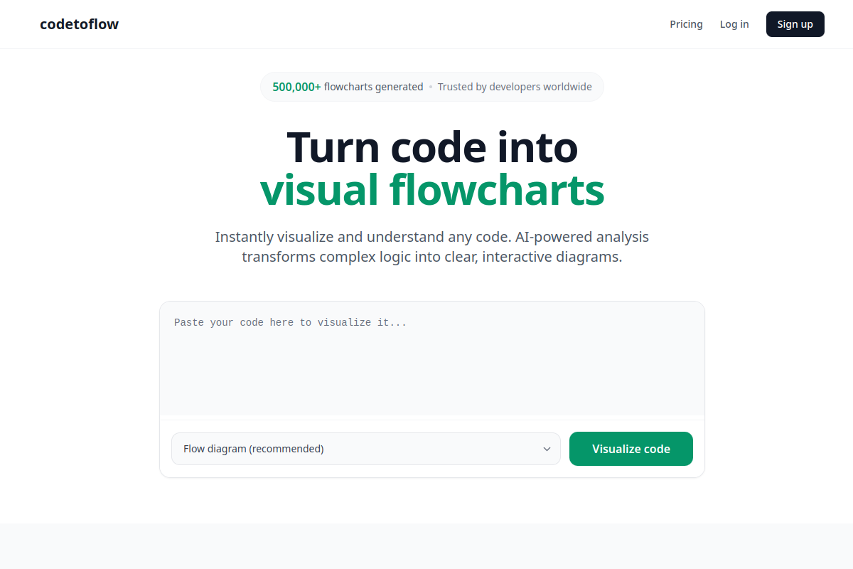 Code to Flow website screenshot 1